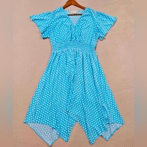 Michael Kors Designer Turquoise & White Polka Dot Modern Dress‎ Nordsrom 1X